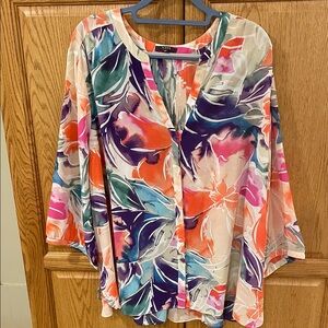 NYDJ 3/4 sleeve button front blouse, size 3X